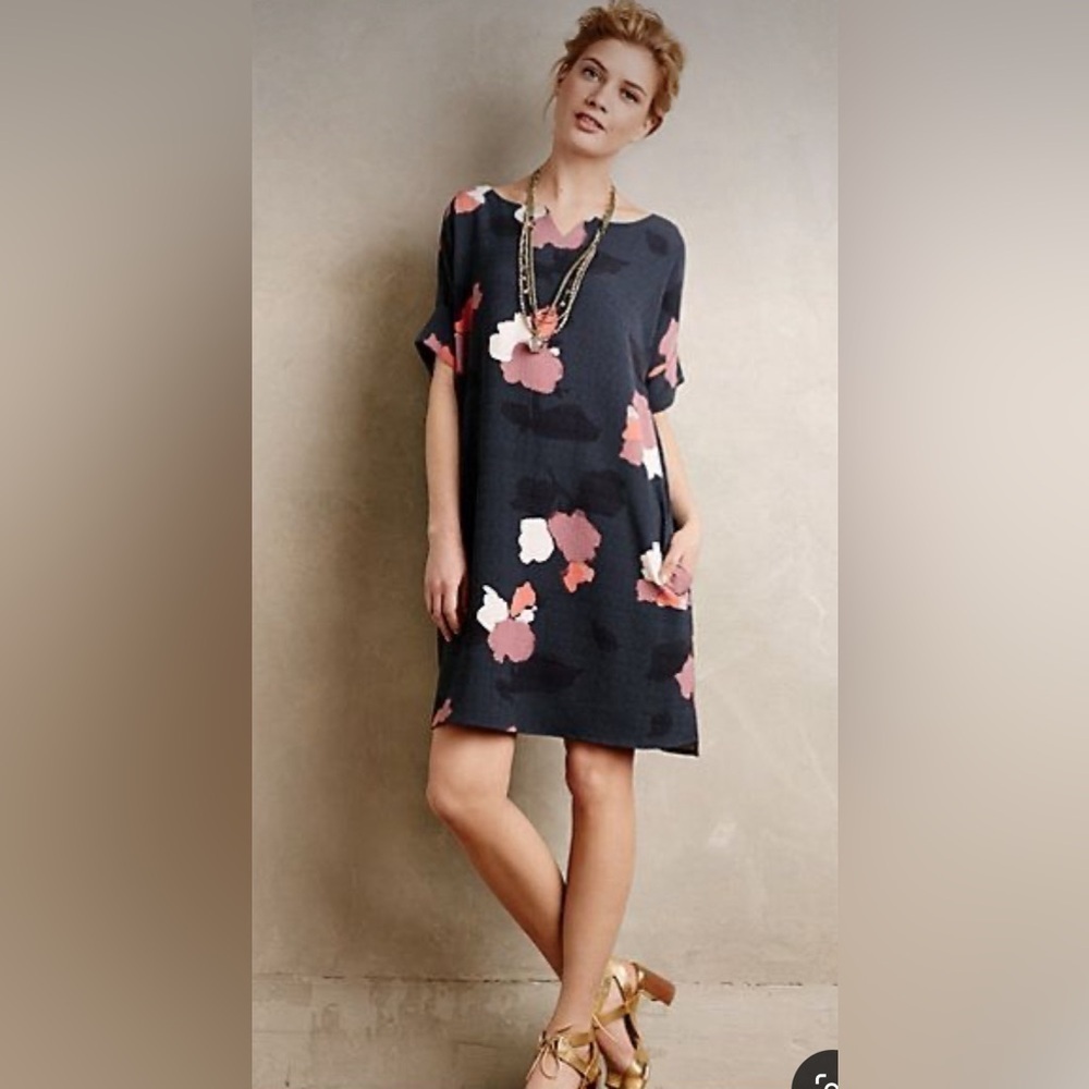 LEONI navy patterned swing dress